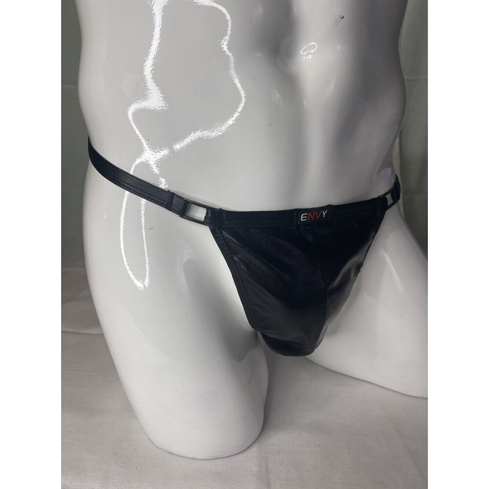 ENVY L/XL Shimmer Lowrise V-String Black SEXY Gay Mens Thong